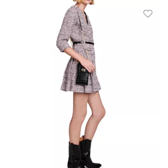 Maje Eldina Metallic Tweed Crossover Dress - Picture 6 of 13